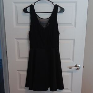 Francesca's Collections Black Sleeveless Mesh Inset Mini Dress